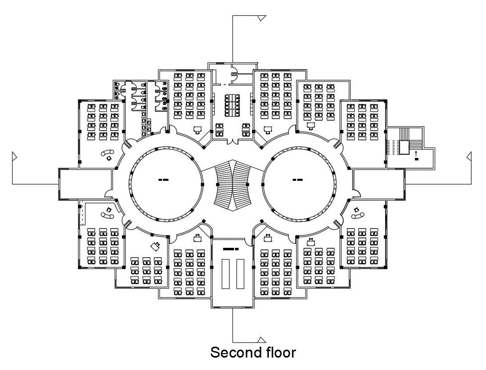 School Building Second Floor Plan Drawing Download DWG File