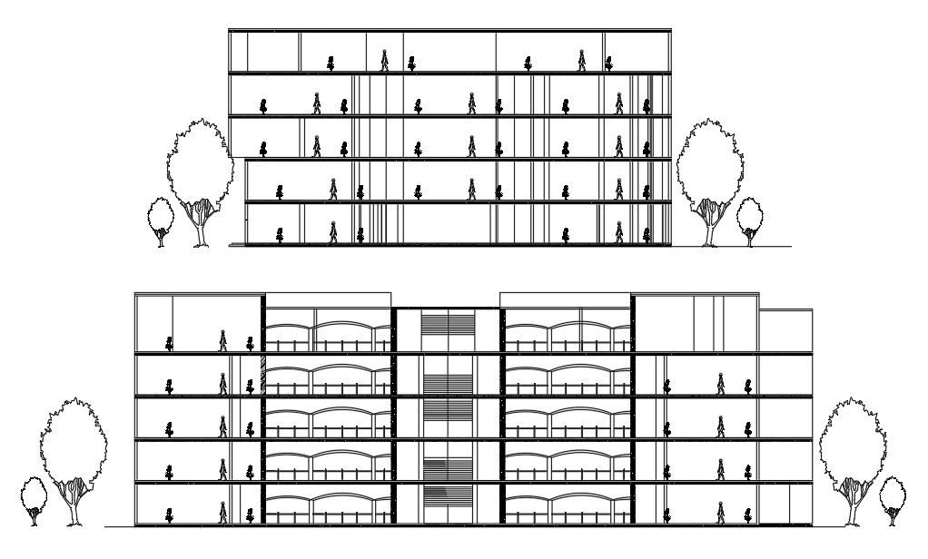 School Building Section AutoCAD Drawing Downlead DWGF File