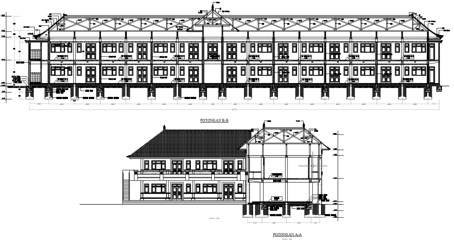 School Building Section AutoCAD Drawing Download DWG File