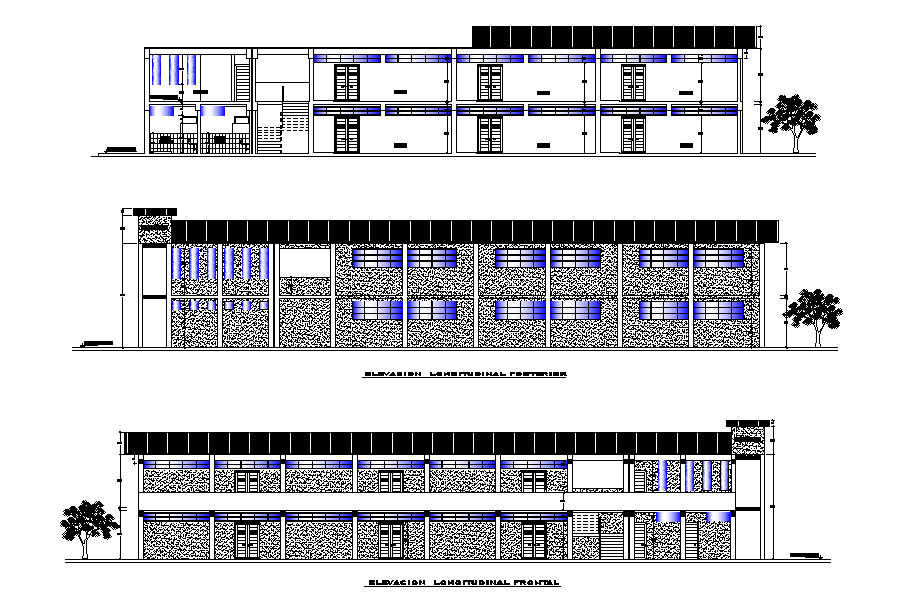 School Building Sectional Elevation Drawing Download DWG File