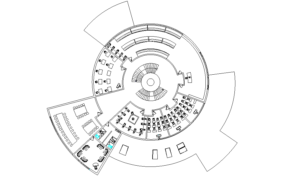 School Project Round Shaped Floor Plan Drawing DWG File
