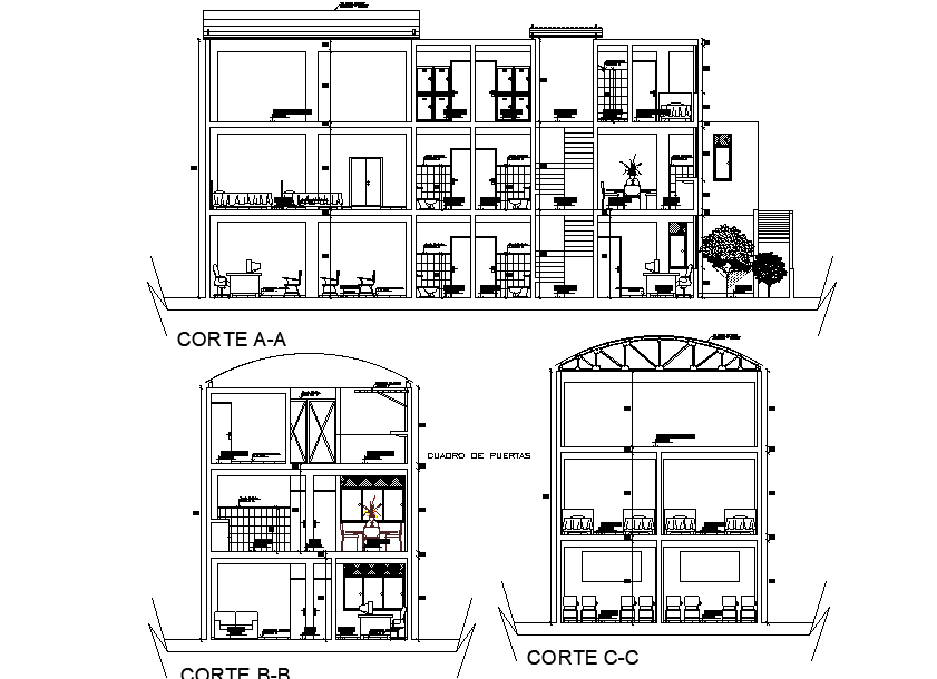 School With Hostel Building Section Drawing Download DWG File