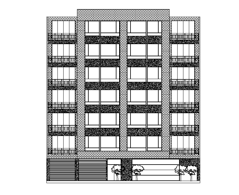 School front elevation detail drawing specified in this AutoCAD file. Download the AutoCAD file.
