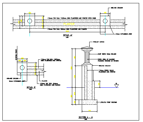 Screen wall design of garden with perimeter fence dwg file