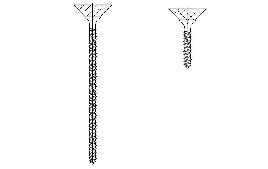 Screw 2d cad blocks in AutoCAD, dwg file.