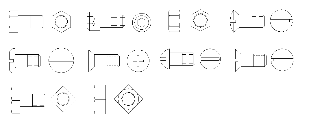 Screw Drawing Separated In This AutoCAD File