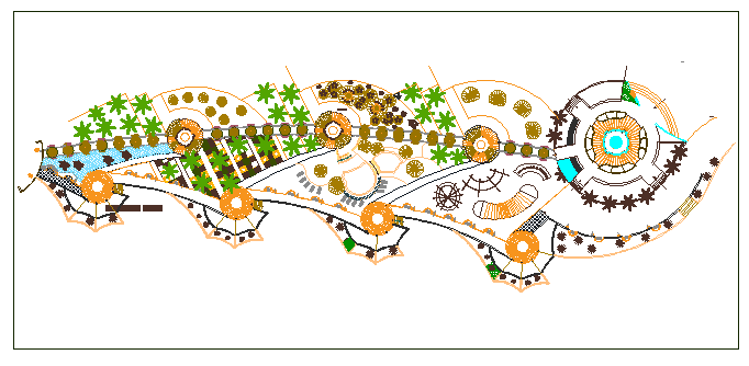 Sea side public garden landscaping details dwg file