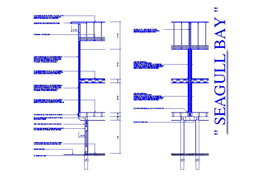 Seagull bay constructive section cad drawing details dwg file