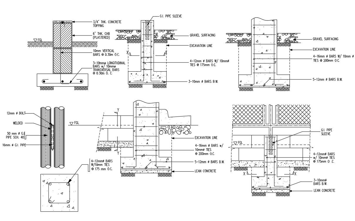 Seclusion fence of foundation is given in the form 2D Autocad DWG file. Download 2D Autocad file.