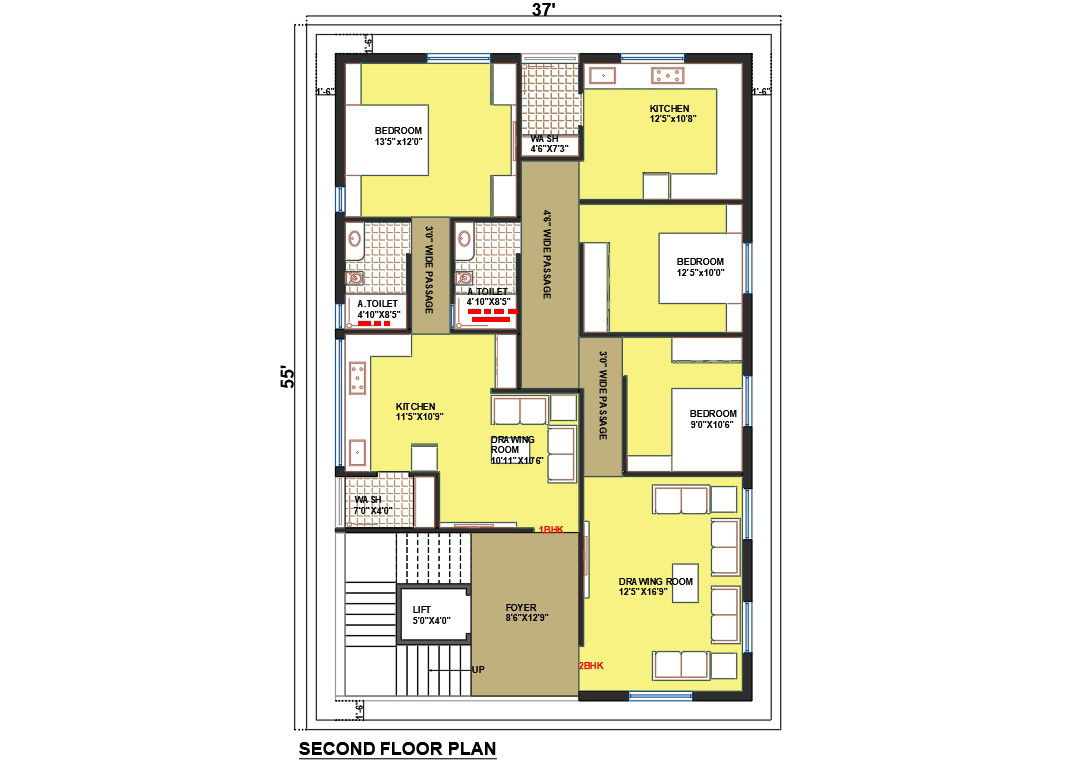 Second Floor Plan Of Bungalow Layout Design DWG File