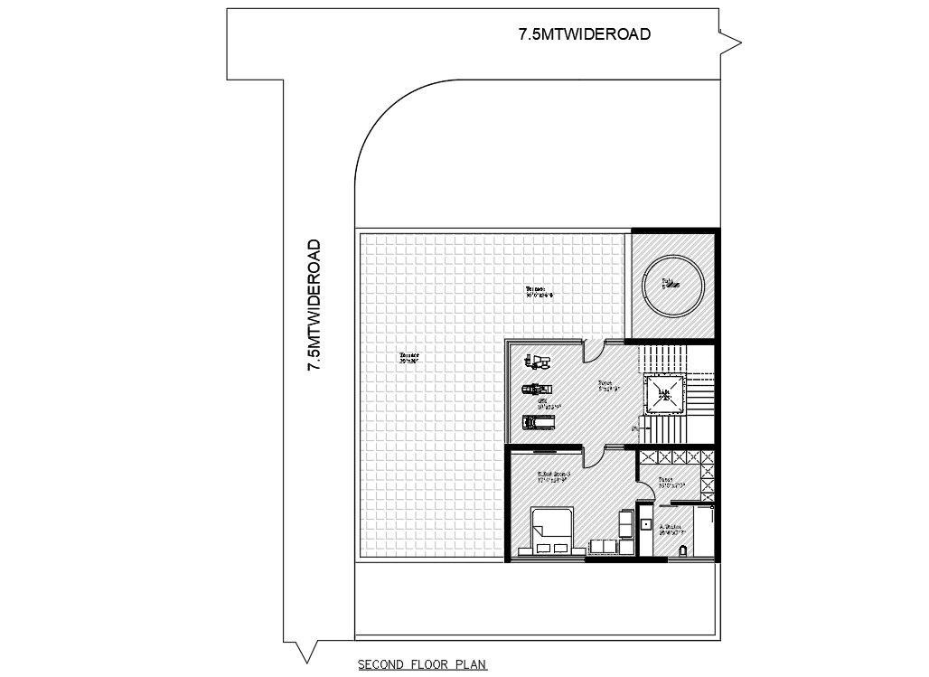 Second Floor Plan Of House Design AutoCAD File