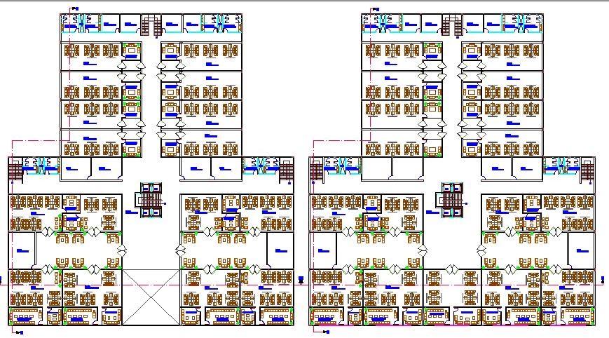 Second and third floor layout plan details of office building dwg file