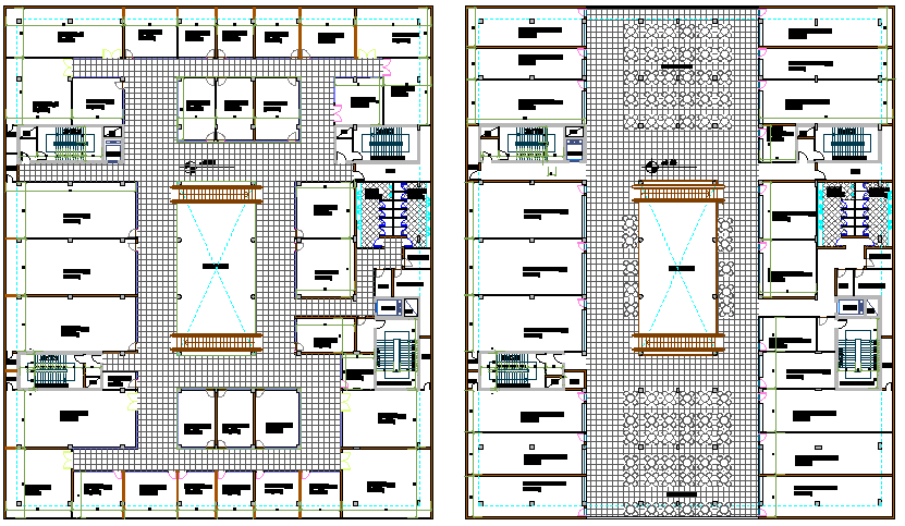 Second and third floor layout plan details of shopping center dwg file