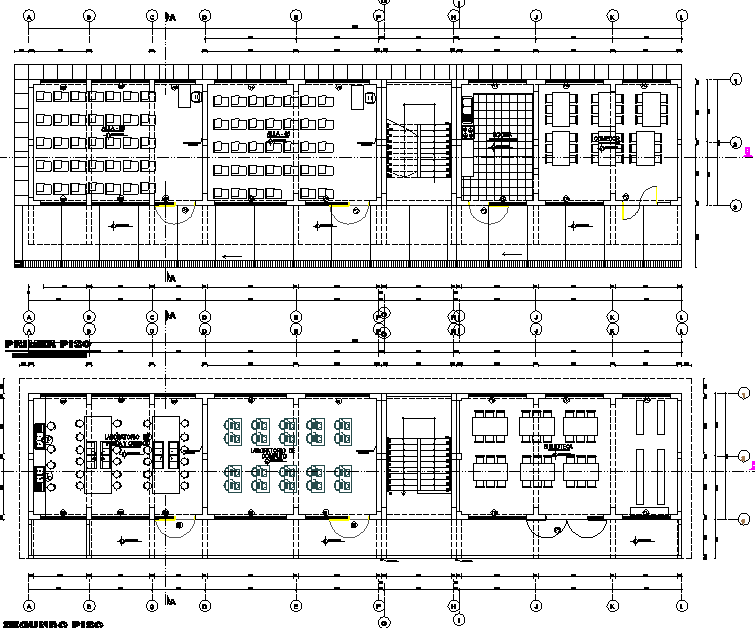 Second floor and roof floor plan detail dwg file