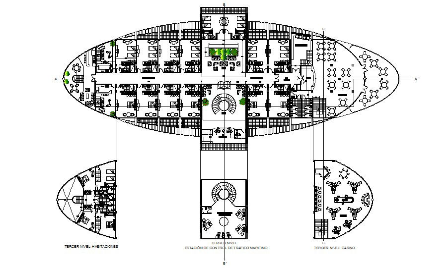 Second floor distribution plan details of luxuries hotel dwg file