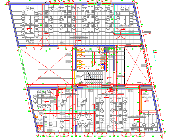 Second floor layout plan details of administrative office dwg file.
