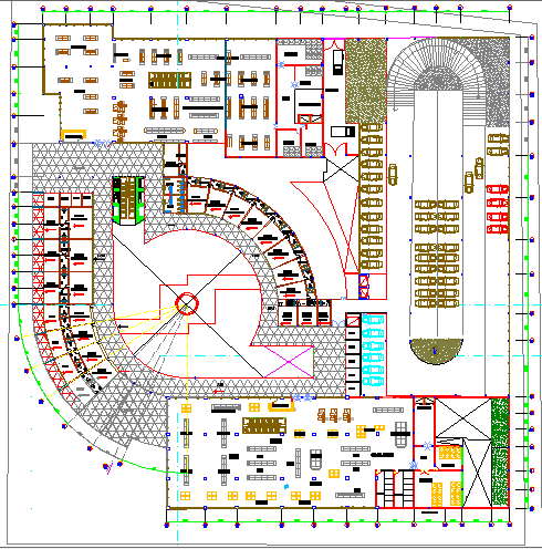 Second floor layout plan details of shopping mall dwg file