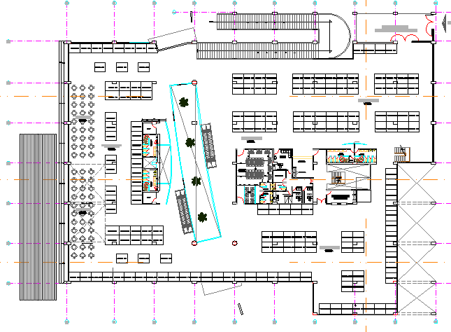 Second floor layout plan details of super market dwg file