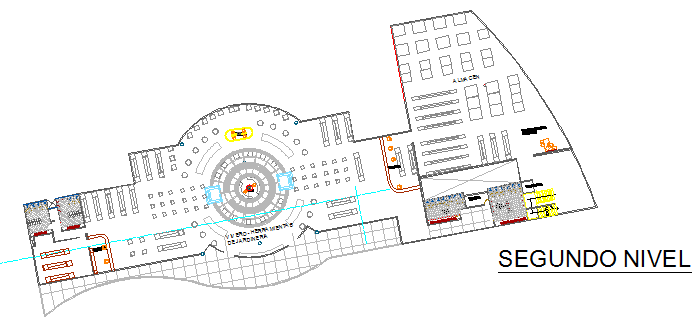 Second floor plan layout details of city shopping mall dwg file