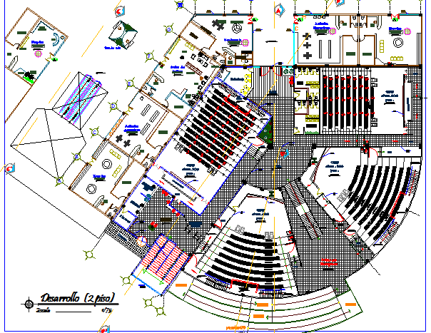 Second floor plan layout details of mini shopping mall dwg file