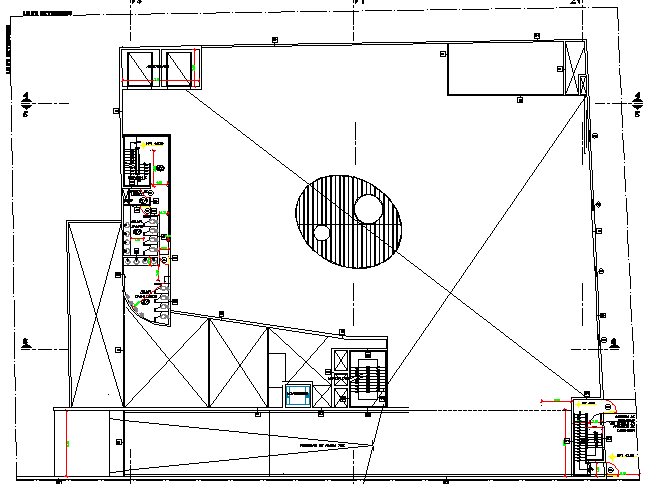 Second floor plan layout details of shopping center dwg file