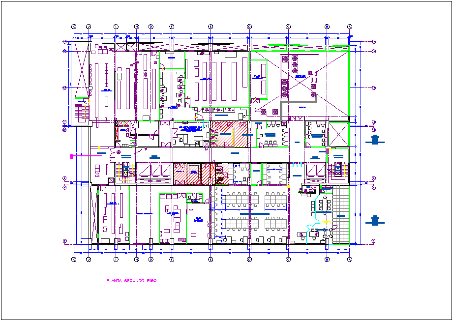 Second floor plan of office of Washington dwg file