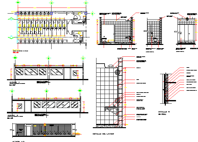 Second floor sanitary installation details of shopping center dwg file