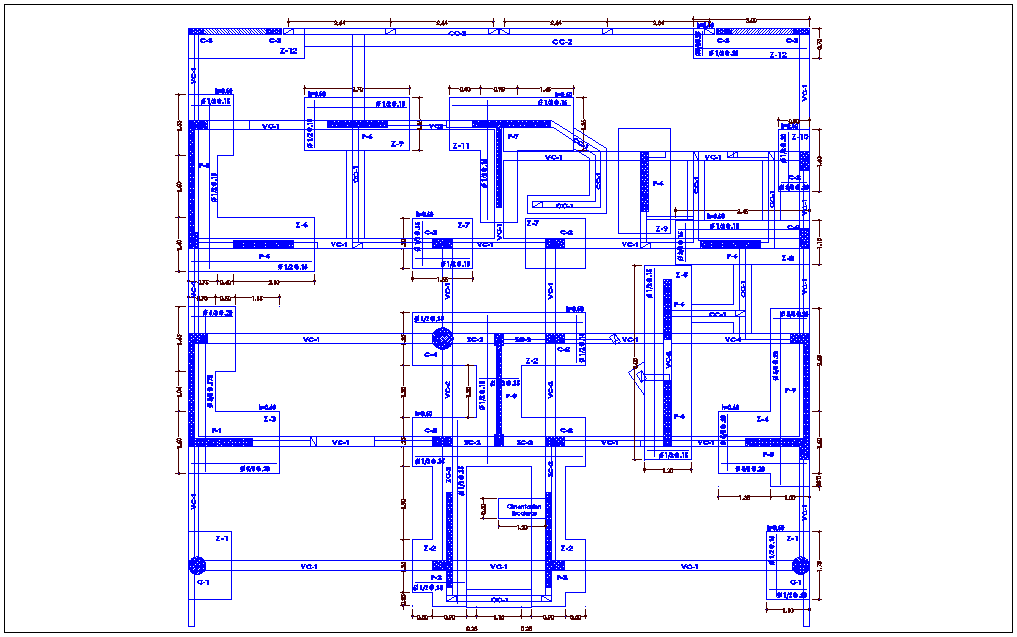 Second to fourth floor plan structure view dwg file