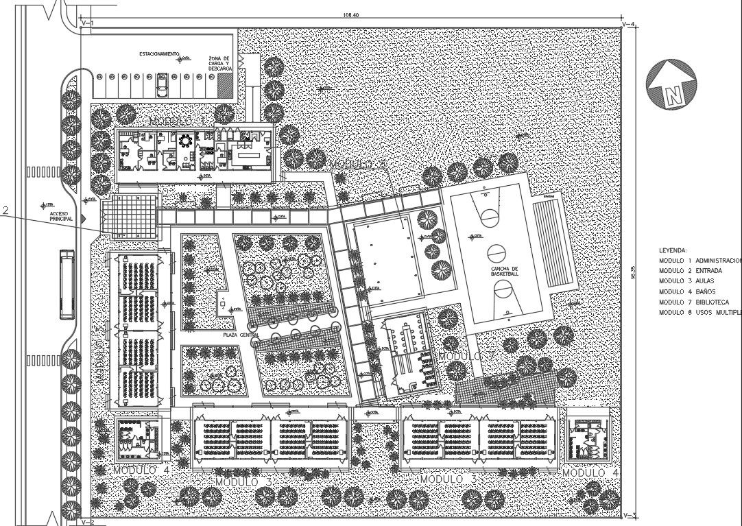 Secondary school landscaping details with structural layout details dwg file