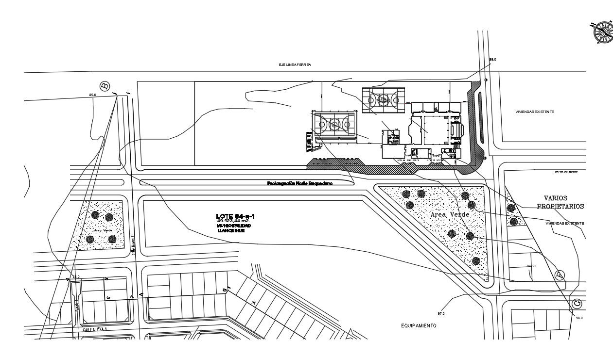 Secondary urban school landscaping with structure details dwg file
