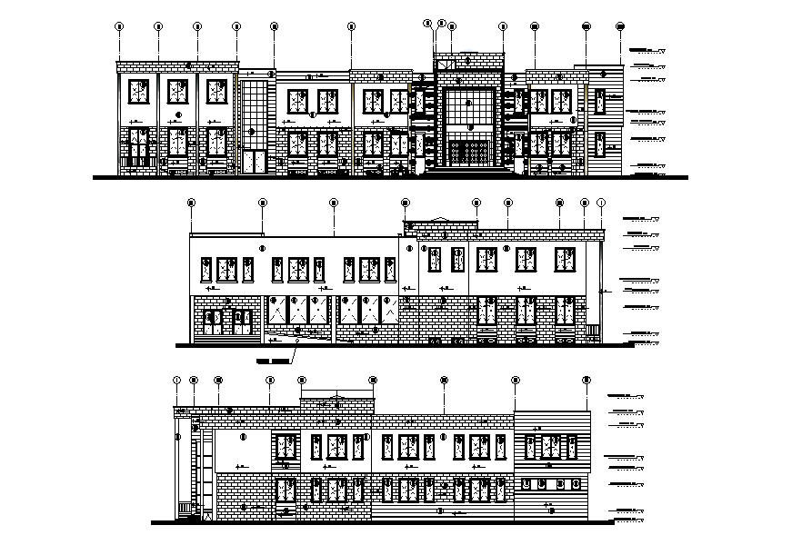Secondary School Building Elevation Design Download DWG File