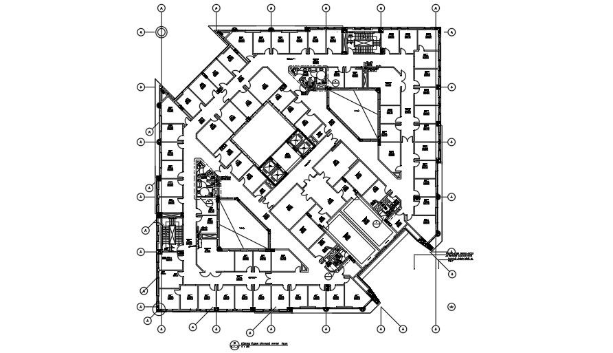Second floor drainage plan of a commercial building.