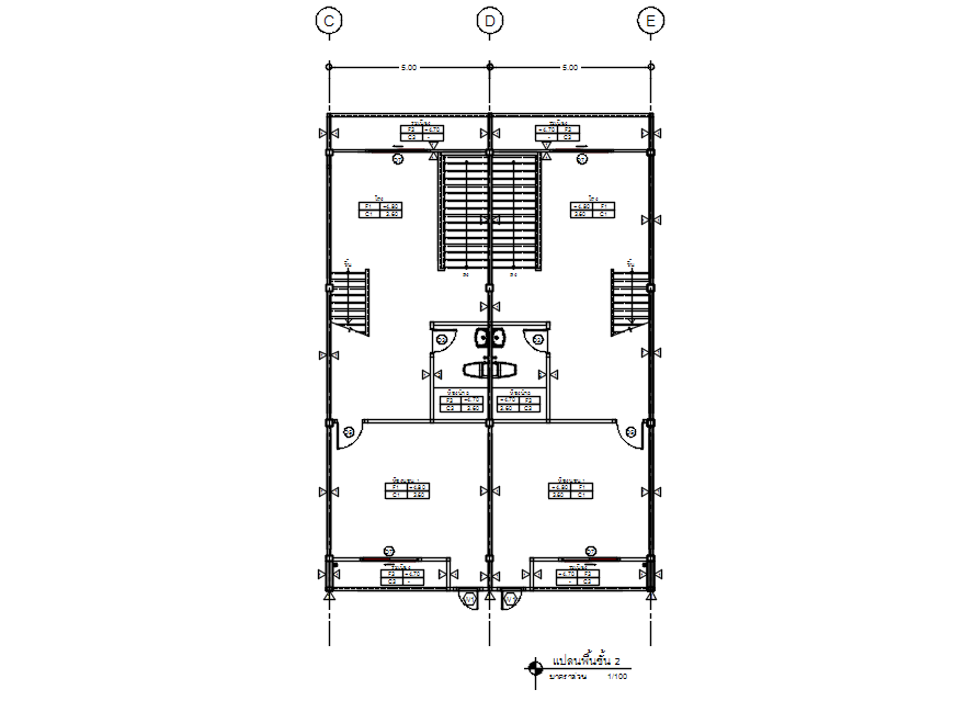 Second floor plan of building in detail AutoCAD drawing, dwg file, CAD file