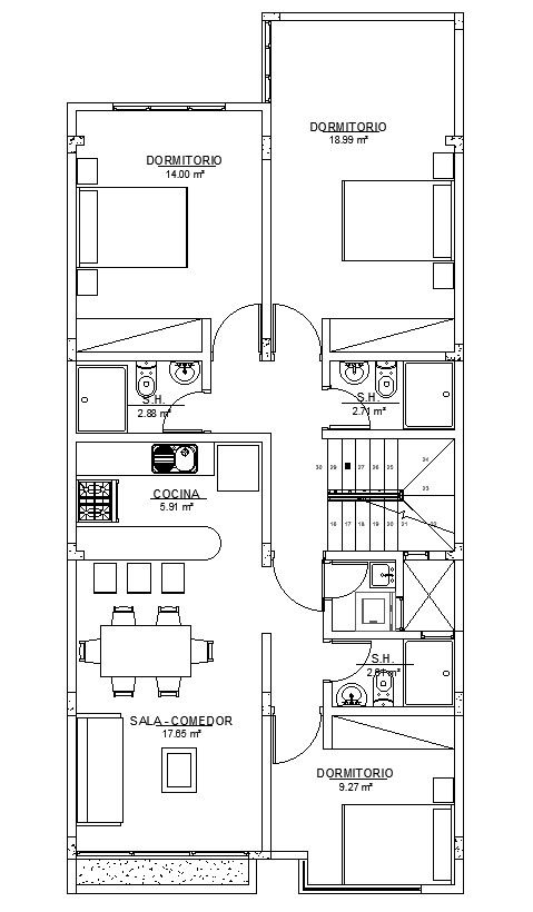 Precise second-floor layout DWG file for house design