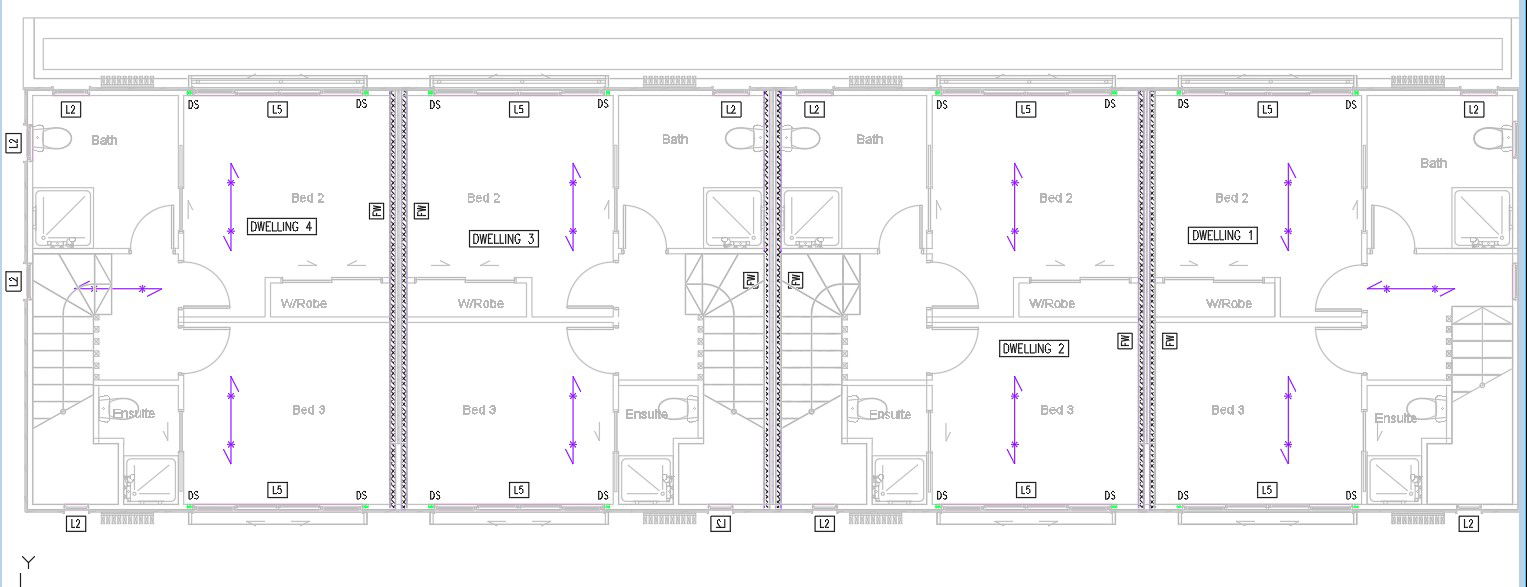 Second Floor Plan of Row House in AutoCAD 2D DWG Format