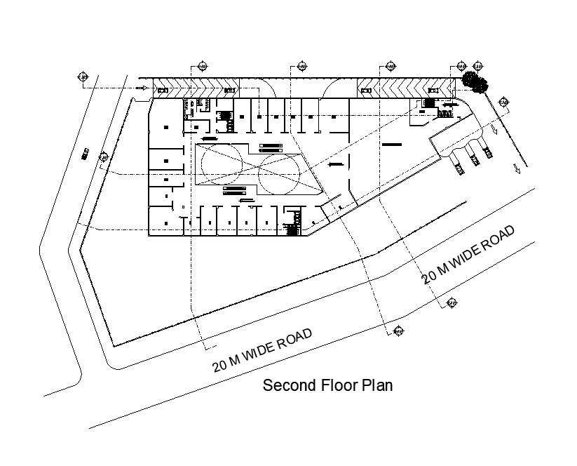 Second floor layout of shopping complex in DWG format