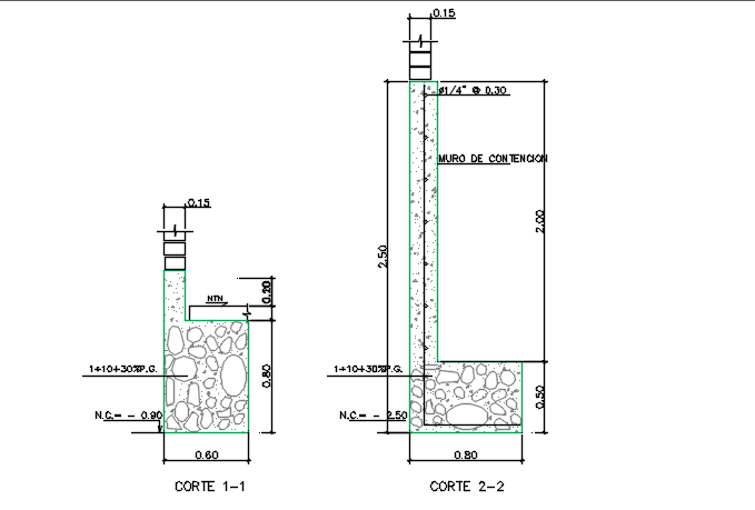 Section 1-1 and section section 2-2 plan detail dwg file