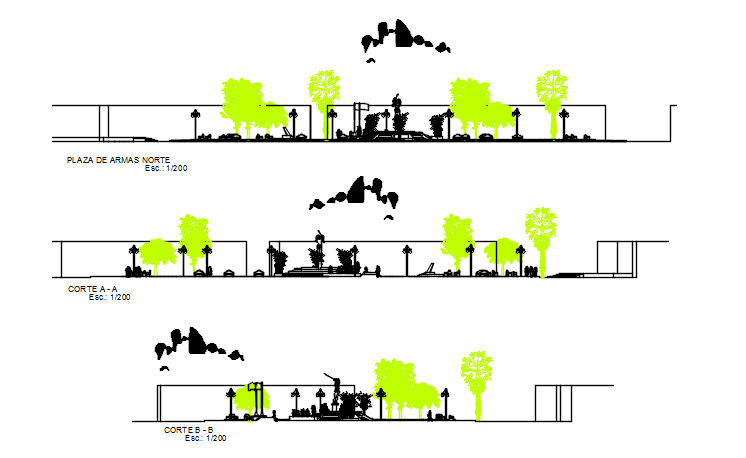 Section A-A’ and section section B-B’ plan detail dwg file