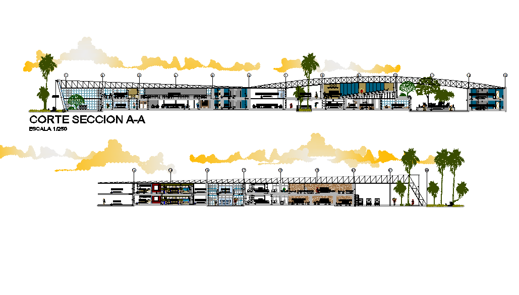 Section A-A’ commercial working plan detail dwg file