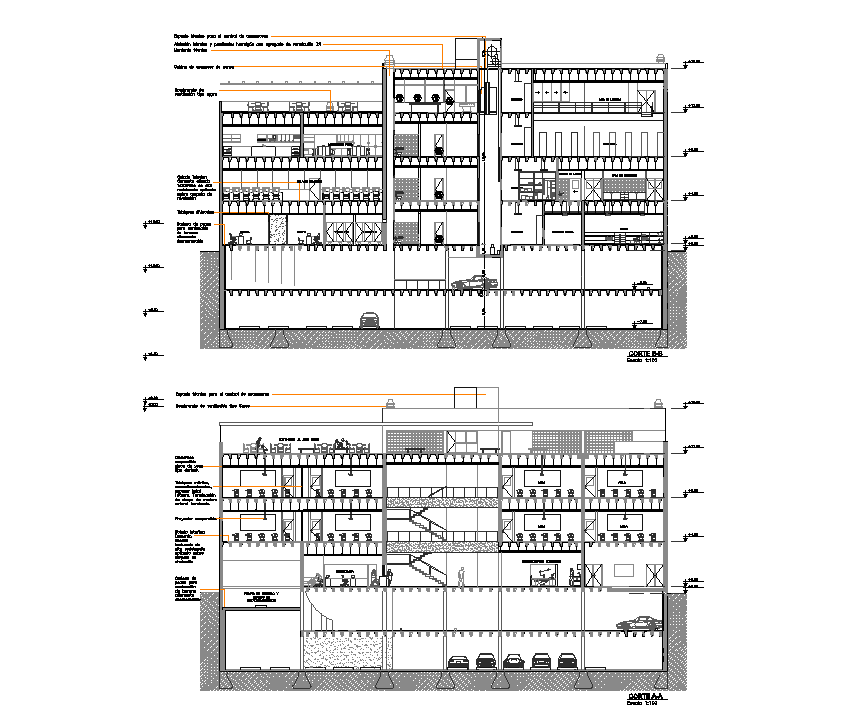 Section A-A’ detail and section B-B’ detail dwg file