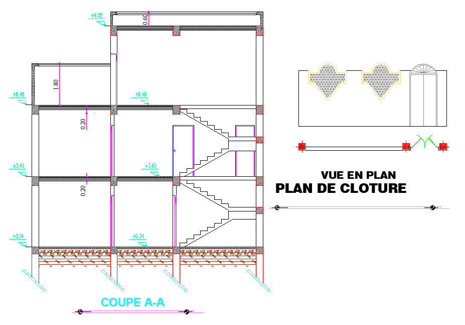 Section A-A’ home plan layout file