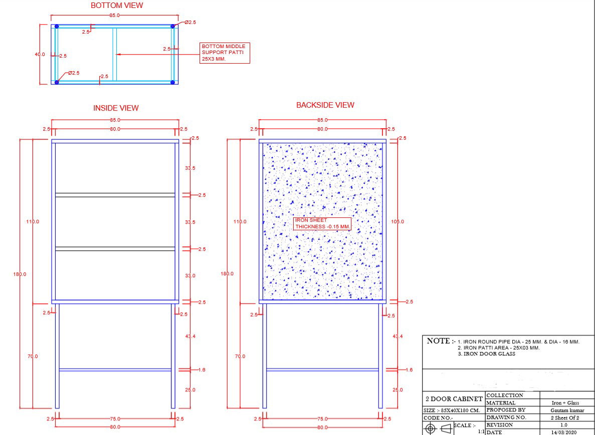 Section Design 2 Door Cabinet For PDF File  