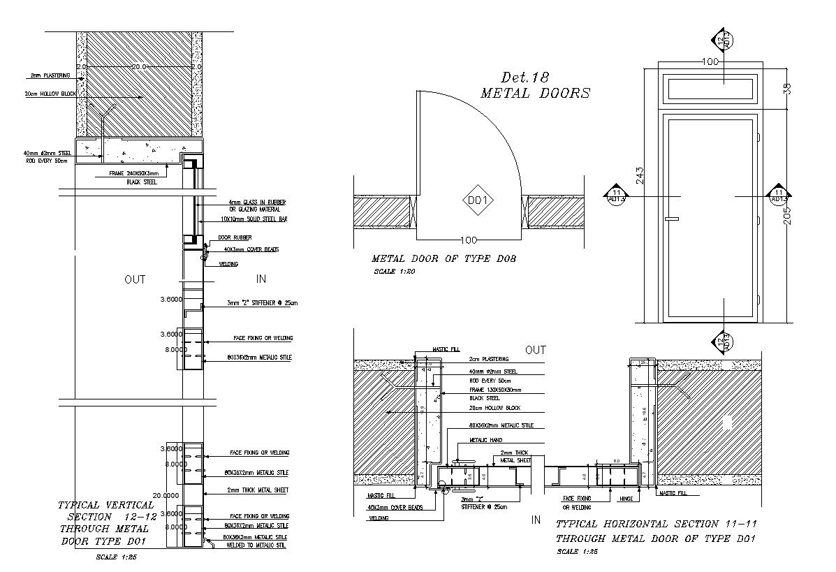 Section Details of Doors And Elevation AutoCAD File