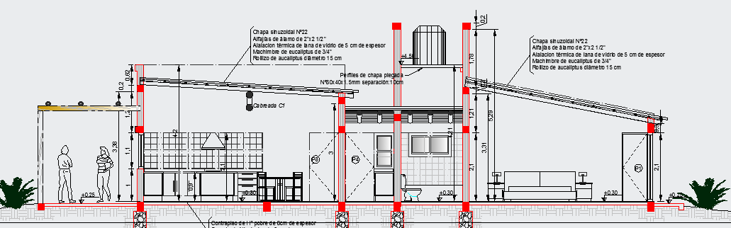 Section Details of Family Country Resort Design dwg file