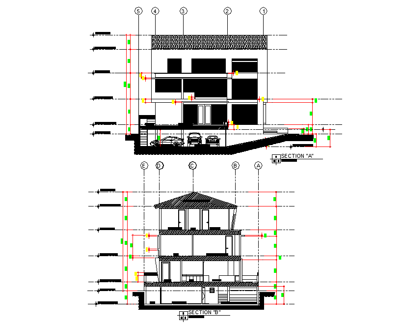Section Modern house autocad file