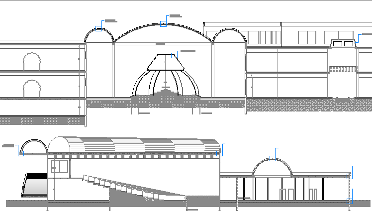 Section Plan of Islamic Center Architecture Layout dwg file