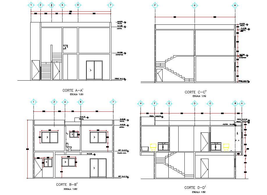 Section Project executive home plan detail dwg file