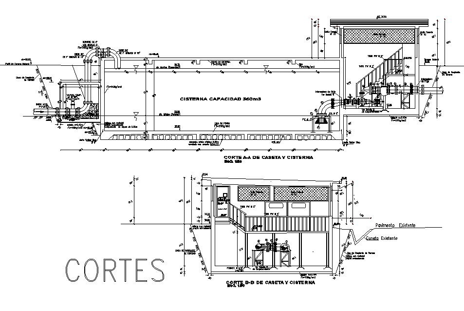 Section Pumping chamber plan detail dwg file