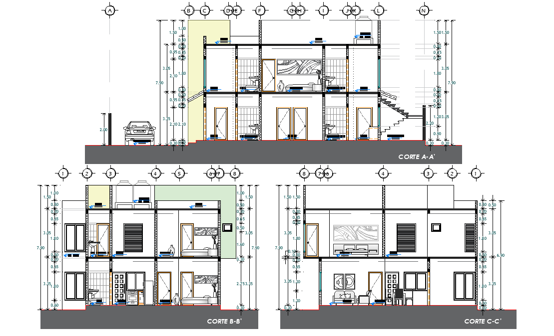 Section Residential house autocad file