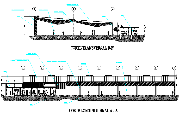 Section Warehouse office sand architect on planes detail dwg file